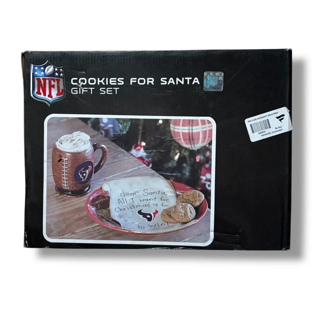 NFL Houston Texans Cookies for Santa gift‎ set mug plate with letter 2 Santa